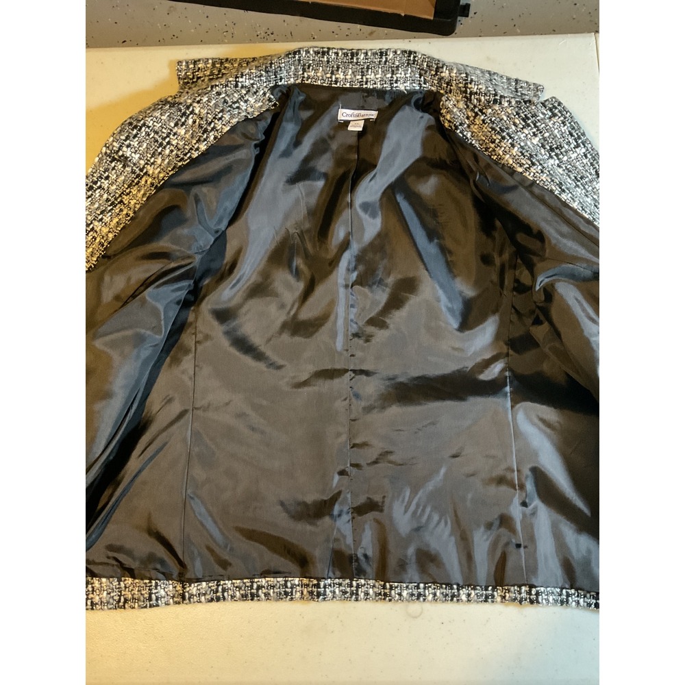 Croft & Barrow Women's XL Black White Tweed Blazer Jacket‎ - Picture 7 of 8